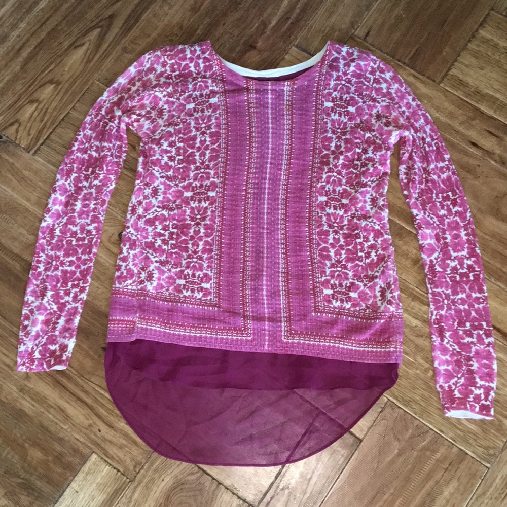 Burgundy Floral Long-sleeve Top